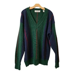 Vtg John Ashford V-Neck Sweater Mens L Academia Eclectic Twee Grandpacore